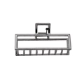 Detailed view of the sleek gunmetal rectangular metal hair claw clip with strong spring - Hollow Square Style (Square 9cm) / Gun Black