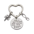 Nurse keychain gift featuring RN caduceus and She Believed She Could So She Did charms - Heart Keychain Nursing Theme Pendant