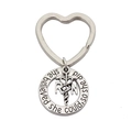 Silver heart keychain with RN medical caduceus and she believed she could quote - Heart Medical Nurse Theme Pendant (K15)