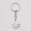 Portachiavi in acciaio inox lucido con ciondolo rotondo inciso Live Love Heal - Stile di Guarigione Live Love Heal (live 款)