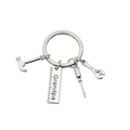 Grandpa silver tool keychain set with hammer wrench screwdriver and ruler pendant - Grandpa Tool Style (K37)