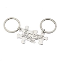 Juego de llaveros de piezas de rompecabezas para mejores amigos o parejas en plata pulida - Estilo de Puzzle Cita de Amistad (K67)