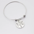 Detail of silver stainless steel charm bracelet with engraved she believed she could message - "She Believed" Inspirational Cross Style (Style B)