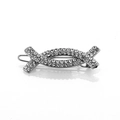 Sparkling rhinestone hair clip set in silver alloy with elegant geometric curved design - Criss Cross Style / Black