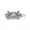 Macro di fermagli per capelli argentati con strass e design a doppio motivo floreale - Stile a Doppia Fiori / Nero