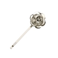 Fermaglio per capelli minimalista in metallo argento con elegante fiore di camelia - Argento
