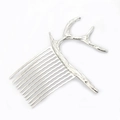 Elegante pettine per capelli in argento con corna di cervo e dodici denti in metallo - Argento