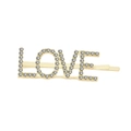 Minimalistische Haarspange aus Goldlegierung mit LOVE-Schriftzug und Strasssteinen - LOVE / Gold