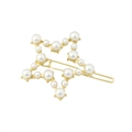 Pince à cheveux dorée avec perles blanches en forme d'étoile, épingle minimaliste - Pentagramme
