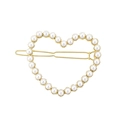 Elegante clip de pelo con forma de corazón en metal dorado con perlas para mujer - Estilo Corazón