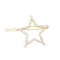 Elegante pinza para el pelo con diseño de estrella dorada y perlas blancas para mujer - Pentagrama