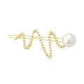 Détail d'une barrette dorée ornée de perles avec un design géométrique de battement de coeur - Serpent