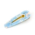 Barrette à cheveux élégante en acrylique marbré bleu clair et blanc avec fermoir doré - Goutte d'eau Marbre Bleu / Bleu