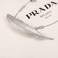 Elegante fermaglio per capelli a piuma d'argento con trama in metallo spazzolato su carta - Stile Piuma Argentata (H13 Argento)