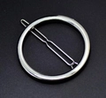 Minimalist silver circular geometric hair clip with a polished metallic finish - Round Silver (H23)