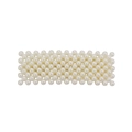Elegante fermaglio per capelli geometrico con perline bianche su base metallica da donna - Stile Perla a Griglia Pavimentata Densa (H185-b)