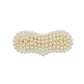 Dettaglio del fermaglio per capelli con perle finte intrecciate e base in metallo - Stile Perla Rettangolo Ondulato (H185-h)