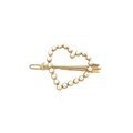 Elegante molletta per capelli a cuore dorato con perle e freccia su sfondo bianco - Piccola Freccia a Cuore di Perle (H165)