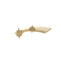 Barrette à cheveux vintage dorée avec deux étoiles en strass et lignes de comètes - Doré