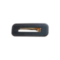 Detail of dark purple acetate hair clip with glitter and gold metal spring mechanism - Square / Square Starry Black