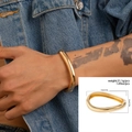 Men's hip-hop irregular golden spring cuff bracelet with polished finish and measurements - Irregular Oval Style(02391) / Gold(02391)