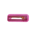 Pink glittery acetate hair clip with silver metal clip base on white background - Square / Square Starry Fuchsia