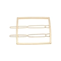 Minimalist geometric gold alloy rectangle hair clip with double inner bar design - Square Gold