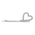 Detail of silver alloy hair clip featuring a hollow heart shape with sparkling rhinestones - Silver Heart (H194)