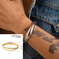 Minimalist chunky metallic spring cuff bracelet for men with a polished silver finish - Minimalist Chunky Style (02389) / Silver(02389)