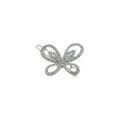 Fermaglio per capelli a farfalla d'argento con ali traforate e strass su sfondo bianco - Design a Farfalla / Argento