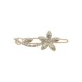 Elegante pinza para el pelo con flor dorada y brillantes diamantes de imitación blancos - Dorado