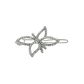 Elegante zilveren vlinder haarspeld met fonkelende witte steentjes op witte basis - Zilver