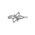 Elegante holle lotus haarklem met kristallen in gunmetal finish op witte basis - Zwart