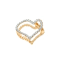 Dettaglio ravvicinato di una pinza per capelli a cuore dorata con strass di cristallo - Stile Cuore Strass Pieno (H81)