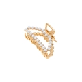 Pince à cheveux élégante en alliage doré avec perles blanches sur un fond blanc épuré - Style Arc Pleine Perle (H83)