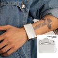 Bracciale rigido da uomo in argento lucido con design geometrico irregolare audace - Argento(02387)