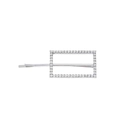 Close-up of silver alloy hair clip with rectangular frame set with sparkling crystals - Rectangle (H43) / Silver