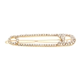 Macro-opname van goudkleurige veiligheidsspeld haarclip met witte glanzende strass - Antiek Goud