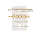 Elegante set di 4 fermagli per capelli dorati con perle e stelle su cartoncino - Combinazione Perla Stella Onda (C)