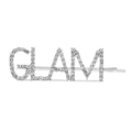 Close-up of GLAM letter hair clip with sparkling rhinestones set in silver alloy - GLAM Style / Silver