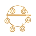 Goldene Legierung Haarspange mit sechs hohlen Hexagramm-Anhängern am Rundband - Gold