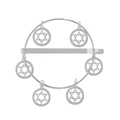Silberne Haarspange mit hohlem Hexagramm-Ring und hängenden Stern-Anhängern auf Weiß - Silber