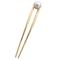 Franse minimalistische U-vormige haarspeld in goud met witte parelmoer - 15cm Parel Goud Stijl