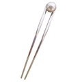 Minimalist U-shaped hair pin featuring a large white lustrous pearl on silver alloy - 15cm Pearl Silver Style