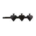 Detail of black metal hair clip featuring three spade poker icons in a row - Black Heart