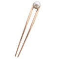 Elegant U-shaped hair pin in rose gold finish with a large white pearl accent - 15cm Pearl Rose Gold Style