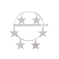 Geometrische Haarspange aus Silber mit großem Ring und sechs hängenden Pentagramm-Sternen - Silber
