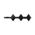 Close-up of sleek black alloy hair clip featuring three geometric diamond shape accents - Black Square