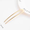 Minimalist matte gold U-shaped metal hairpin with elegant double-prong geometric design - Gold
