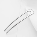 Minimalist silver-tone geometric U-shaped alloy hair pin with smooth metallic finish - Silver